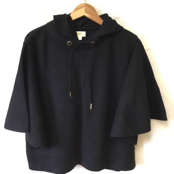 Maeve Black Crop Hoodie Sweater with Cape Sleeves - Picture 2 of 12